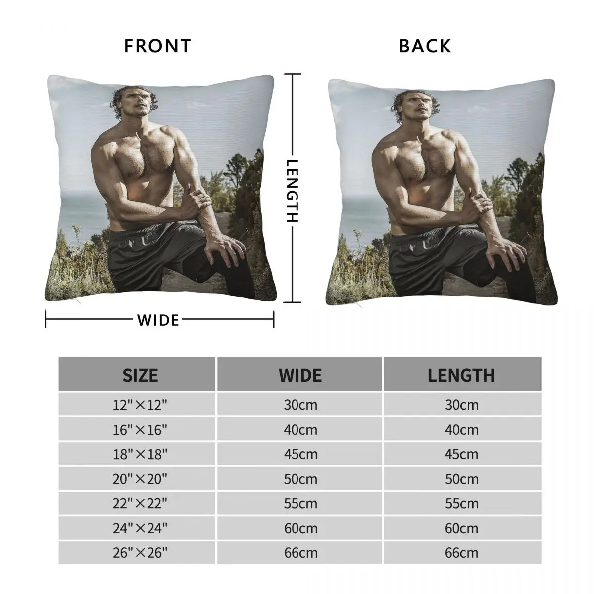 Sam Heughan Jamie Fraser Outlander Square Pillowcase Polyester Linen Velvet Creative Zip Decor Pillow Case Bed Cushion Cover