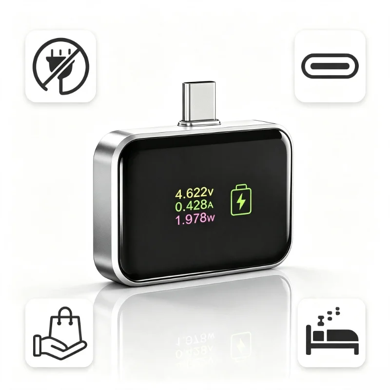 140W digital display charging adapter, intelligent automatic power-off Type-C charger, real-time power monitoring