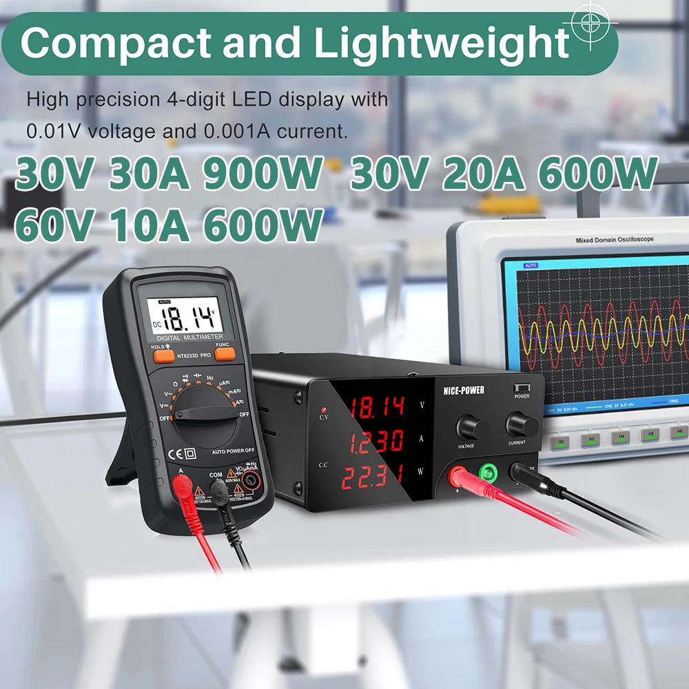 30V 30A 900W DC Adjustable Power Supply Laboratory Stabilized High Power 30V20A 60V10A 600W Bench Nice Power For Charging/Repair