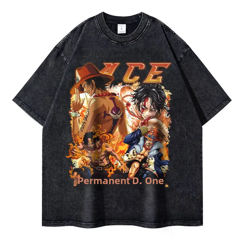 2026 قطعة واحدة نامي تي شيرتات قصيرة الاكمام ملابس الشارع غسلها قميص الانمي انفجار شعبية الرجال والنساء تي شيرت الجولة الرقبة #2