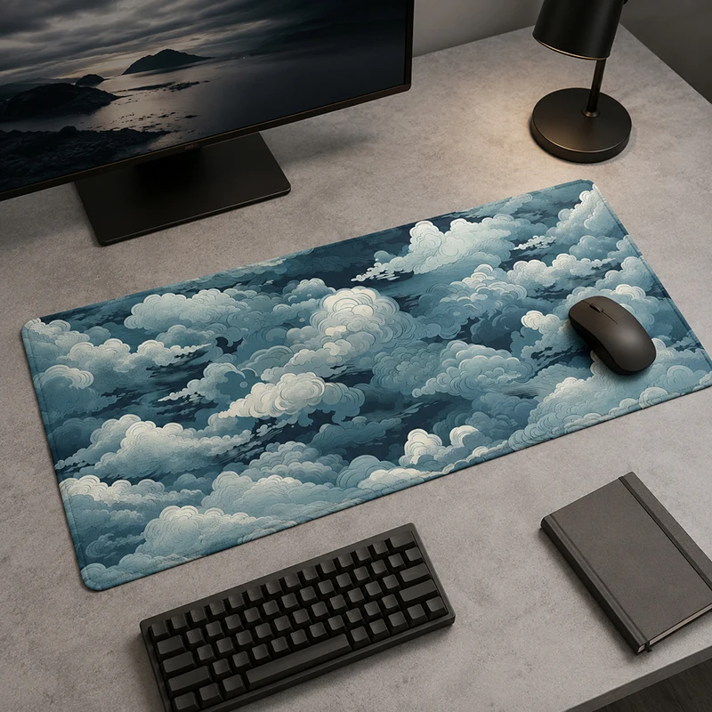 Mouse Pad Gaming Blue Gray Cloudscape XL HD Custom Mousepad XXL Mechanical Keyboard Pad Natural Rubber Soft Computer Mice Pad
