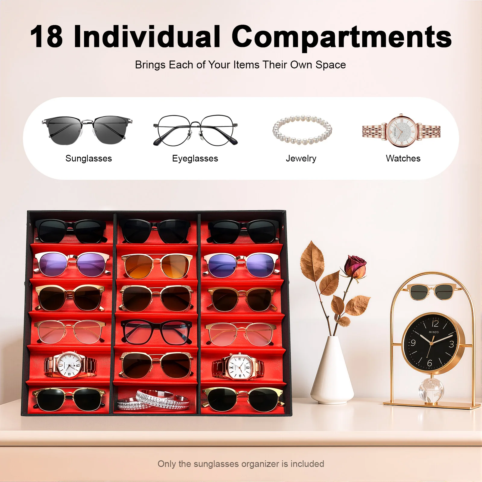 

NEWEST 18-Slot Sunglasses Organizer, Multi Display Case Jewelry Collection Case for Store Counter Jewelry Collection Glass Watch