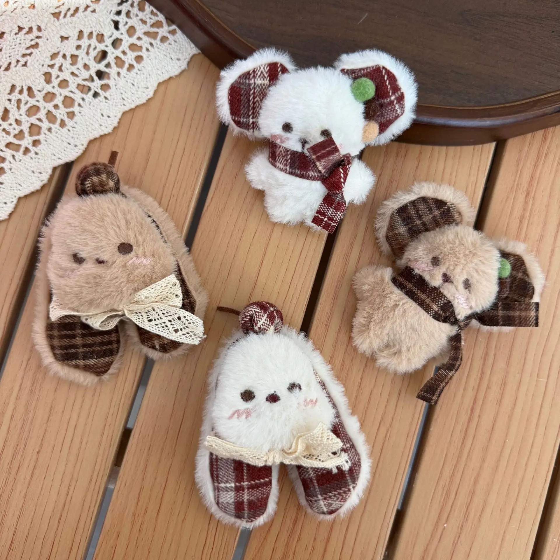 Cartoon Rabbit with Bow Fabric Hair Accessory Brooch Pin for Shoes Socks Bag Hat Clothing Embellishment Set Premium