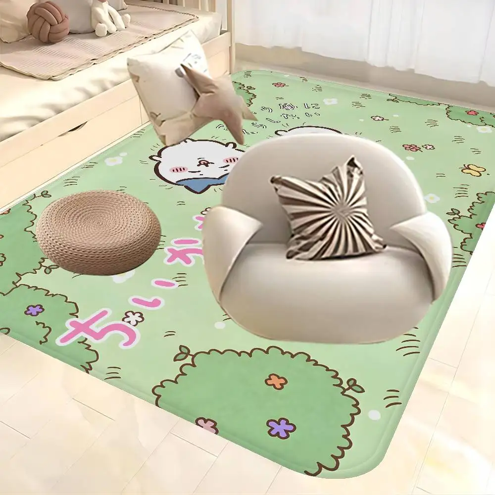 Cute Character C-Chiikawa Floor Mat Rectangle Anti-slip Home Soft Badmat Front Door Indoor Outdoor Mat Hotel Decor Mat