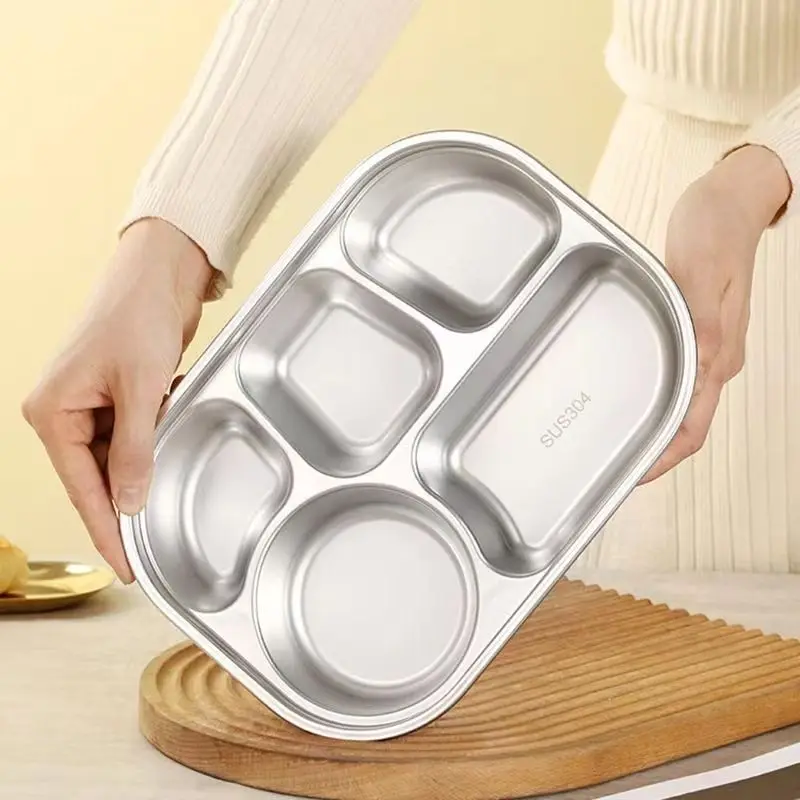 304 Stainless Steel Lunch Box Adults Kids Office School 4/5 Compartments Insulated microwave Portable food Bento With Soup bowl