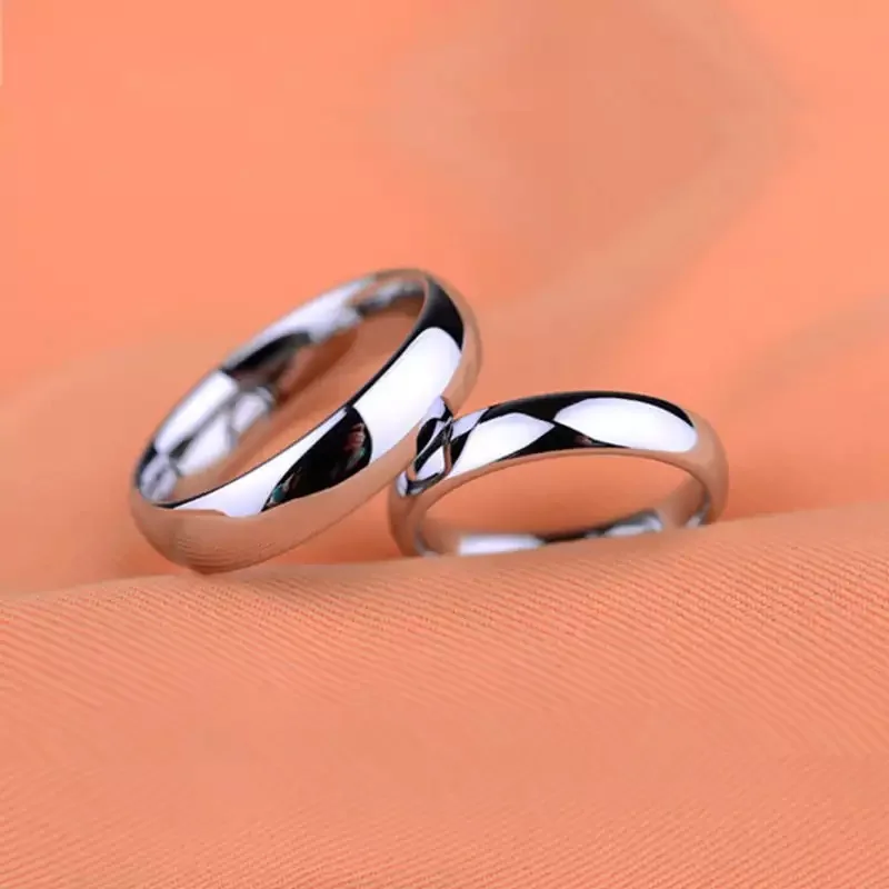 S925 Stamped White Gold Color Tibetan Silver Ring Simple 4mm Stanless Steel Rings for Men Women Couple Gift Jewelry Accessories