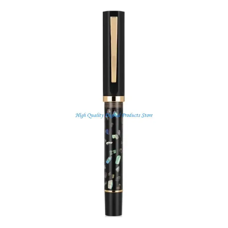 U2JE Office Writing Pen with Shell Decorative Barrels, Gold Tone Trim, and Double Filling Support for Note and Signatures