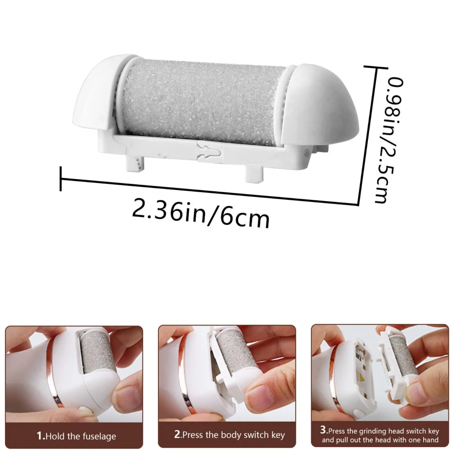 3/6PCS Foot Care Tool Heads Dead Hard Skin Callus Remover Refills Grinder Replacement Rollers File Feet Care Tool