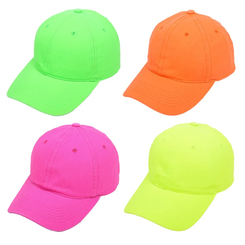 HanXi Bright Fluo Colors Hats for Women Men Baseball Cap Fashion Hip Hop Caps Visor