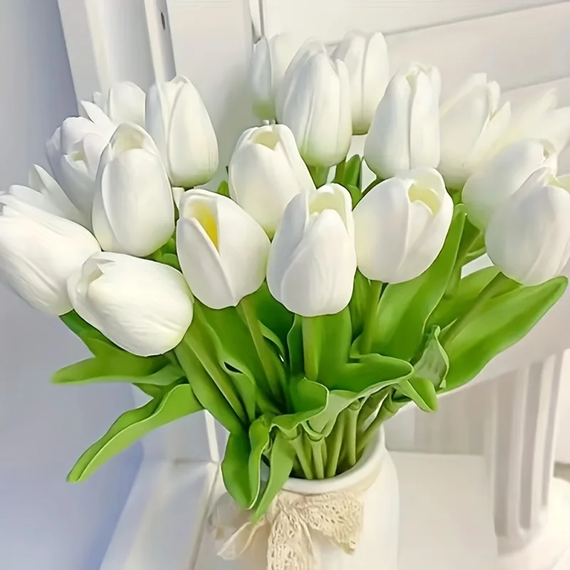 

10pcs Premium Artificial Flowers, Real Touch Tulips Bouquet, Artificial Flowers For Wedding Room Home Hotel Party Event