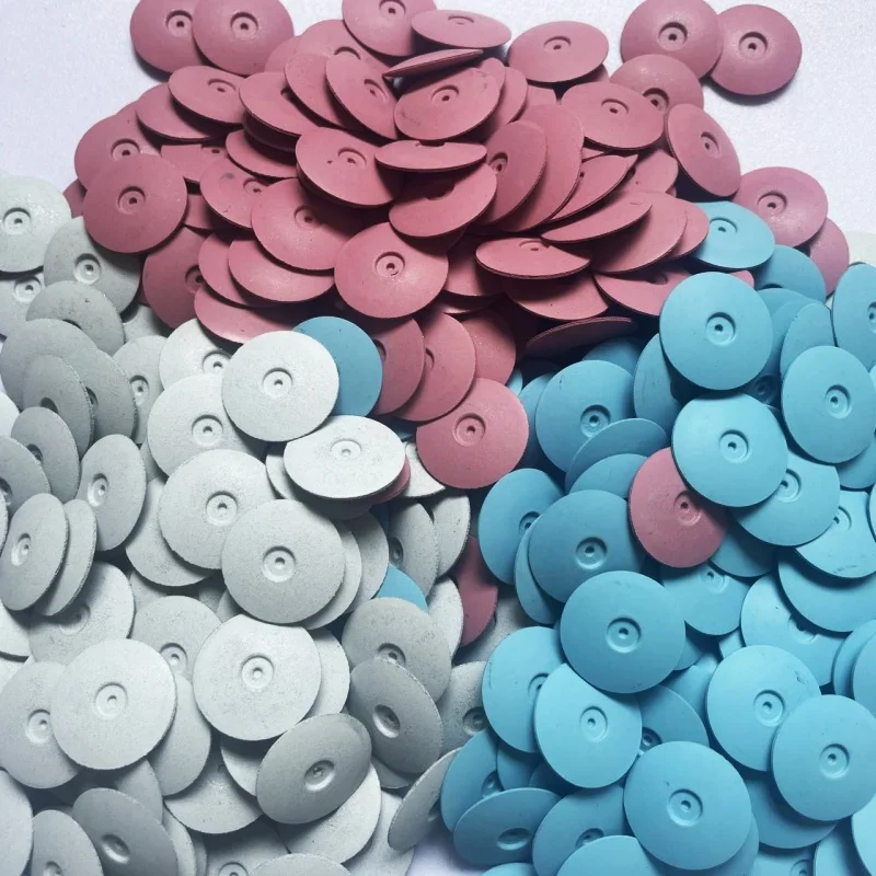 

100pcs Dental Lab Polishing Wheels Burs Silicone Polishers Disk Coarse Grey / Mid Coarse Pink/ Fine Blue