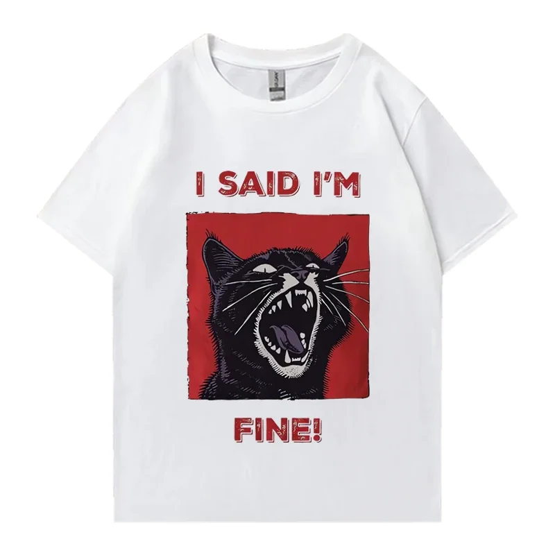 

Fun black cat horror design 100% pure cotton men's and women's T-shirts, personalized street hip-hop T-shirts, fashionable summe