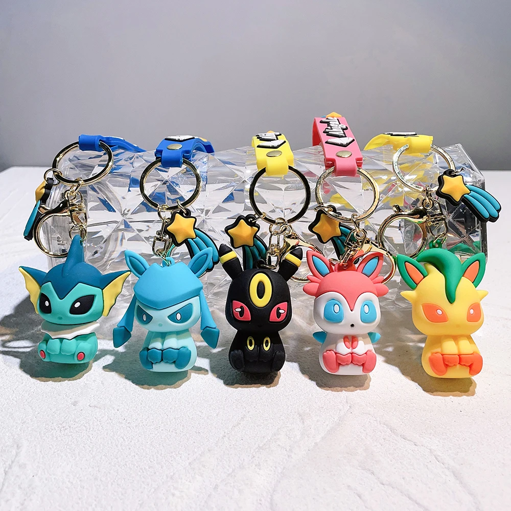 Pokémon Eevee Family Keychain Cartoon Doll School Bag Pendant Car Keychain Pendant Small Gift