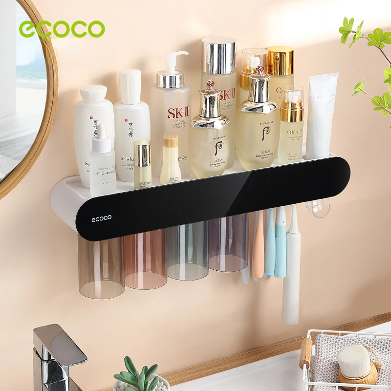 ECOCO 2/3/4 tazze portaspazzolino ad adsorbimento magnetico spremiagrumi automatico Dispenser di dentifricio portaoggetti accessori per il bagno