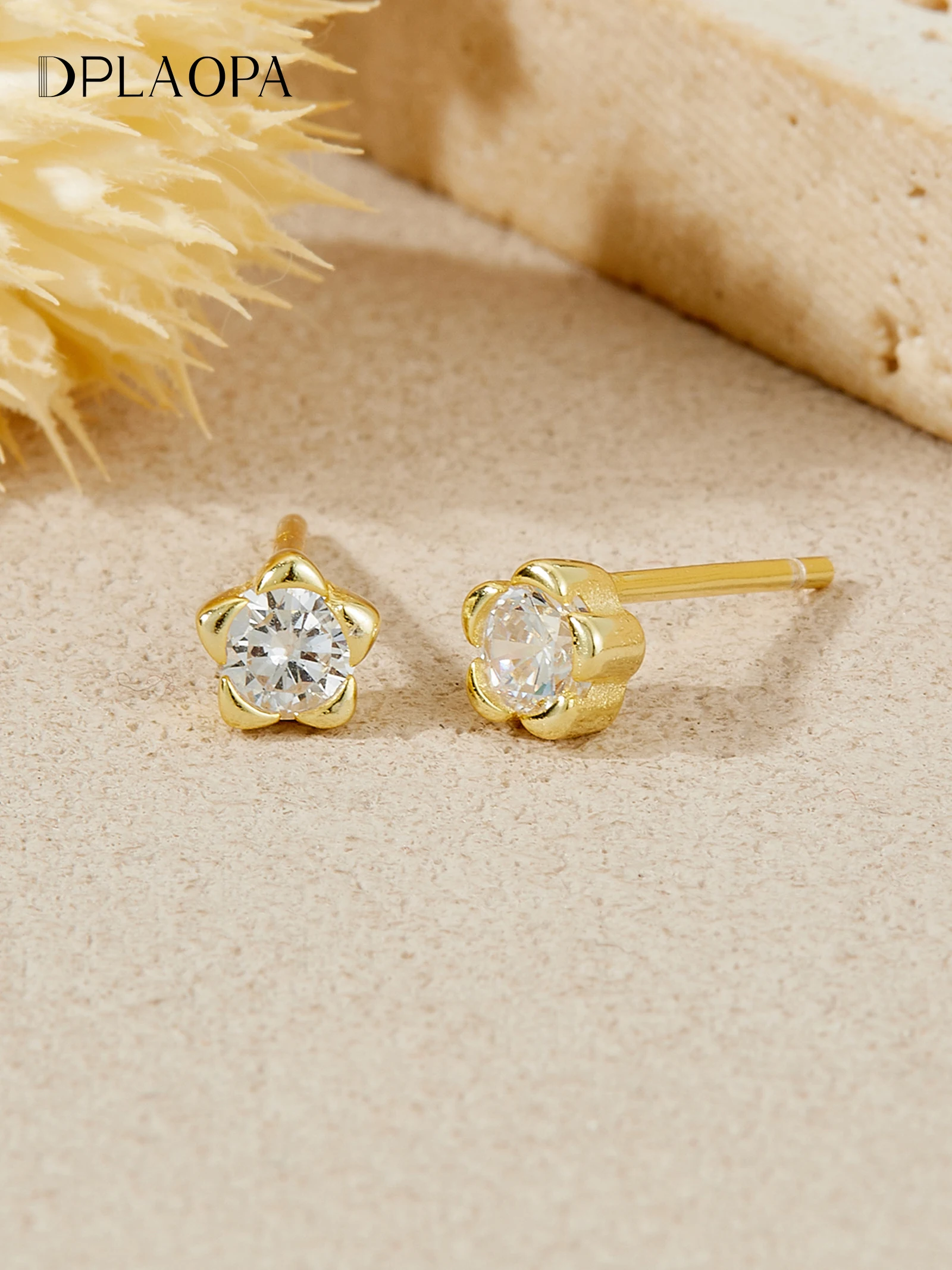 

DPLAOPA Women 925 Sterling Silver Flower Zircon CZ Stud Earrings 2025 Luxury Delicate Wedding Party Women Tiny Jewelry Gift