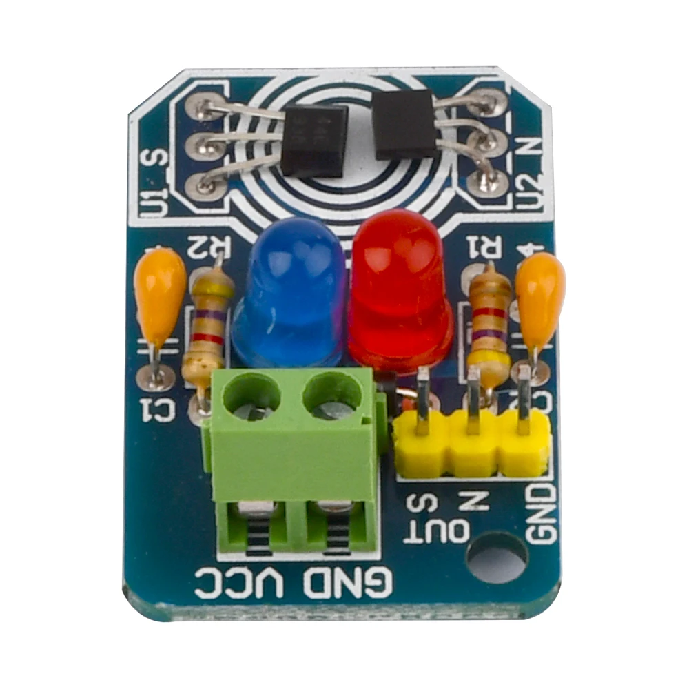 Diy hall sensor de indução magnética pólo de detecção magnética resolver módulo de detecção norte e sul com kits de luz indicadora