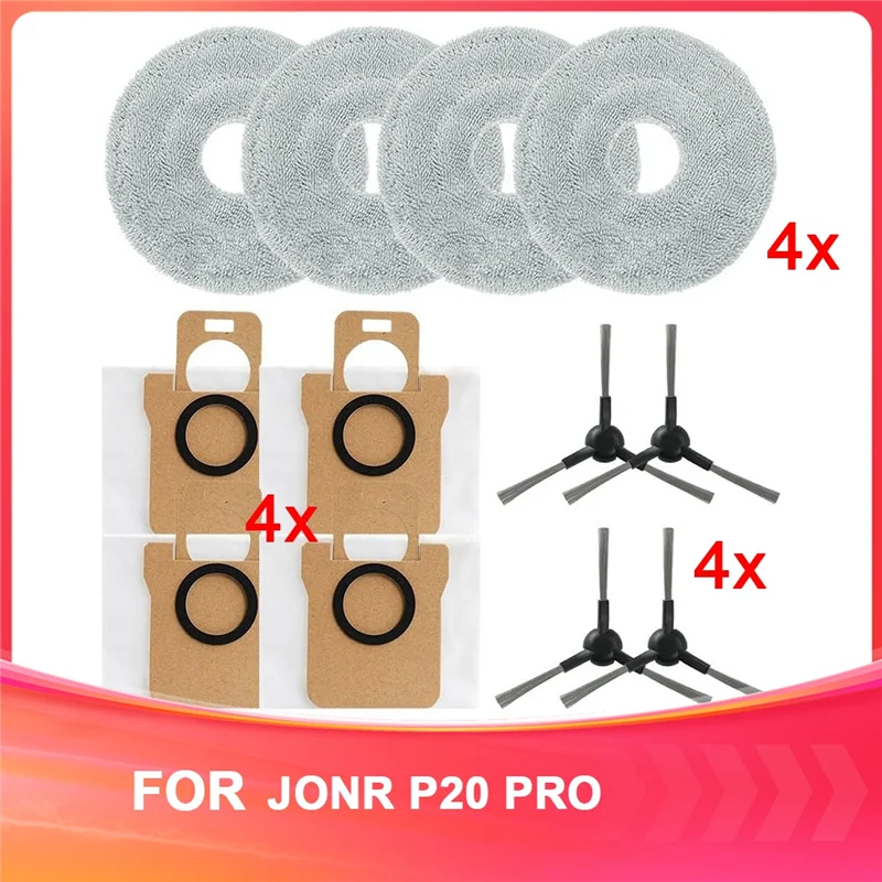 

ABRW-Replacement Accessory Kit For JONR For P20 PRO Robot Vacuum Cleaner - Wipes, Dust Bags, Side Brushes