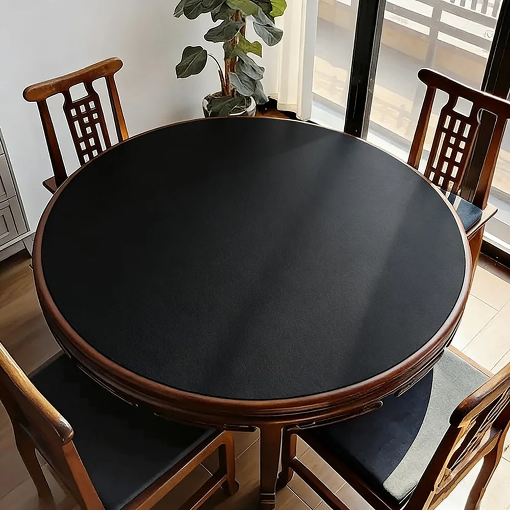 Round Rubber Tablecloth Solid Waterproof Table Mat Party Table Deco Cover Pad Poker Mahjong Board Games Table Mat Accessories