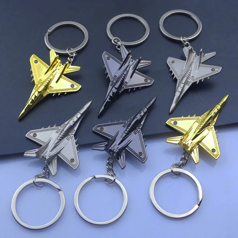 Men's Metal Fighter Keychain Gadgets For Man Battleplane Key Chain On Bag Car Trinket Jewelry Boyfriend Gift Souvenirs
