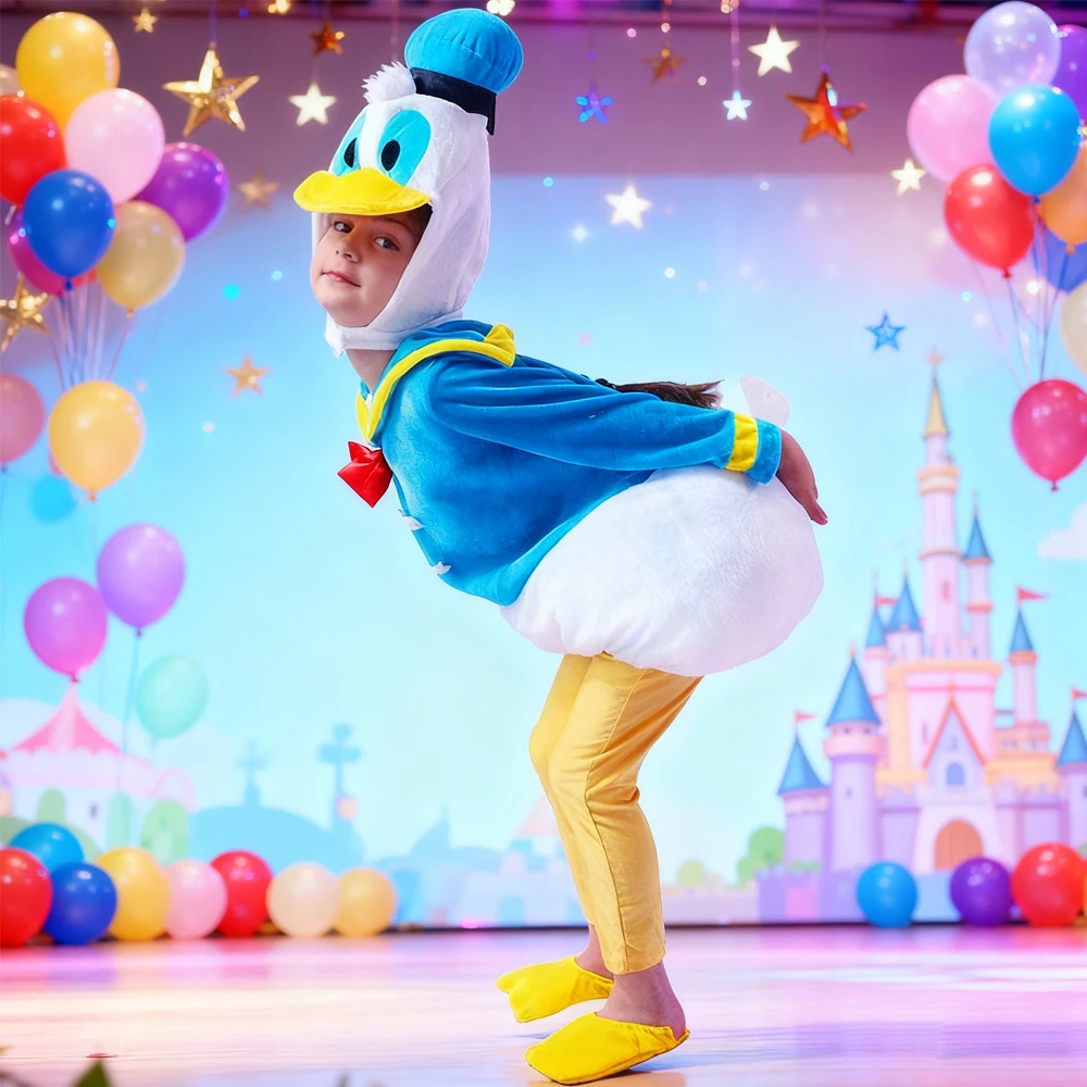 

Halloween Performance Party Outfit Donald Daisy Duck Classic Cosplay Costume for Kids Colorful Cartoon Character Role Play Set