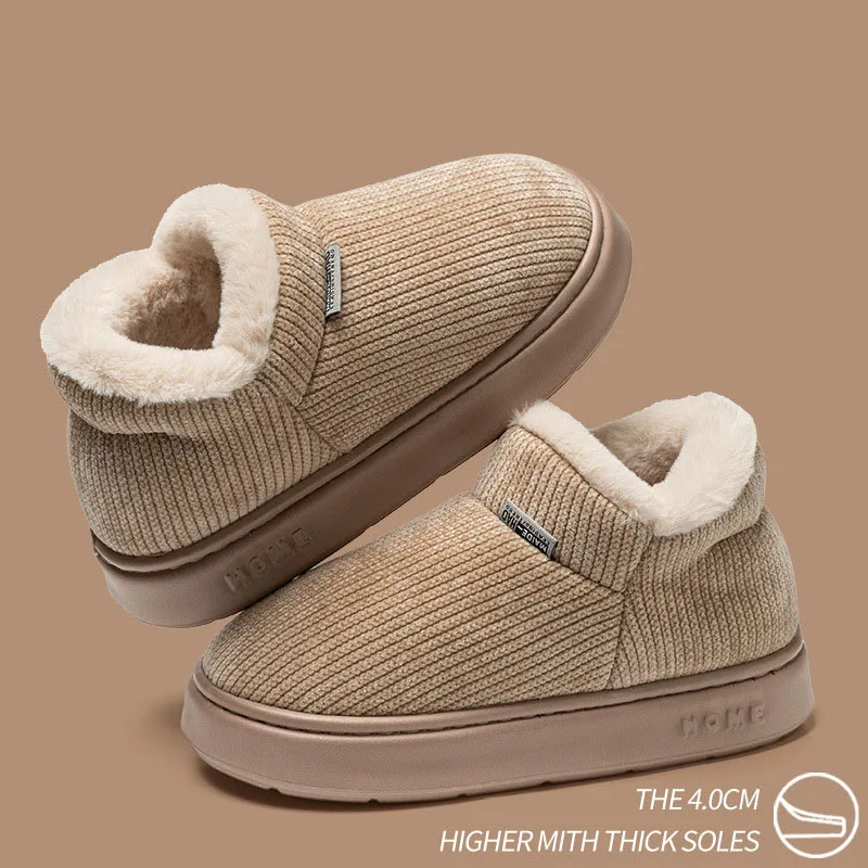 شباشب قطنية نسائية شتوية أحذية منزلية غير رسمية للرجال في الهواء الطلق مضادة للانزلاق أحذية قطنية دافئة من القطيفة للنساء أحذية الثلوج للزوجين