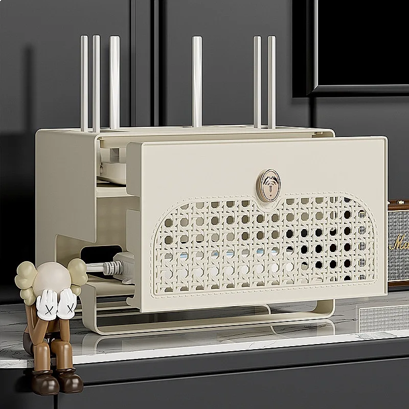 Router Storage Box TV Set Top Box Organizer Cable WiFi Modem Holder Shelf for Living Room