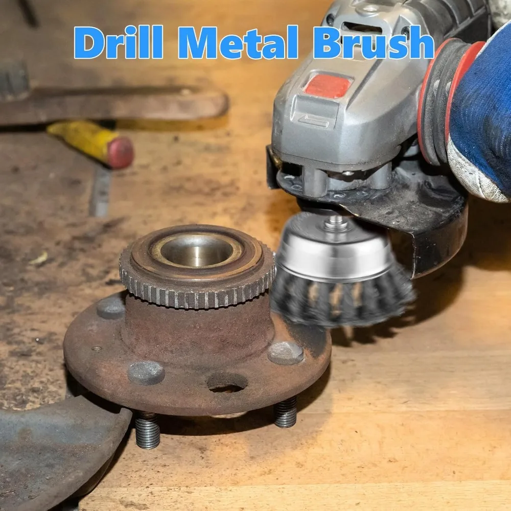 16-delige draadwielborstelset met draaiknoop voor boormachine met 1/4 inch schacht, ideaal voor roestverwijdering en oppervlaktereiniging