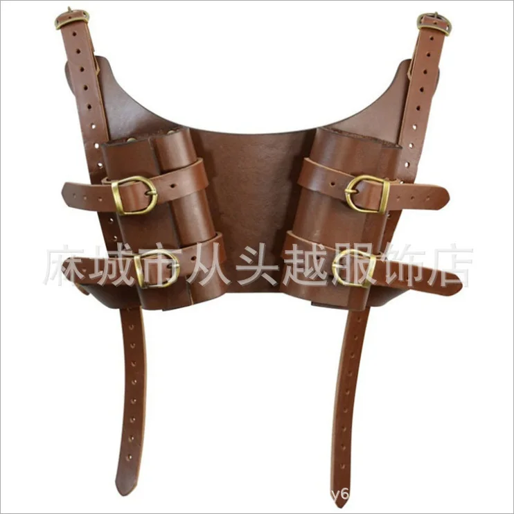 Medieval Samurai PU Leather Back Double Sword Set Stage Performance Cosplay Photography Props Without Weapon