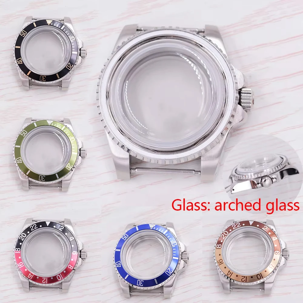 

40mm Arched Glass Silver Watch Case Fit NH35Amovement NH36Amovement PT5000 ETA2824 ST2130 Movement