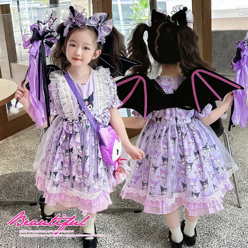 Robe de princesse de dessin animé pour enfants, Cosplay d'été pour filles, Anime Sanurgente Kuromi, Lolita Kawaii, cadeaux d'anniversaire pour enfants