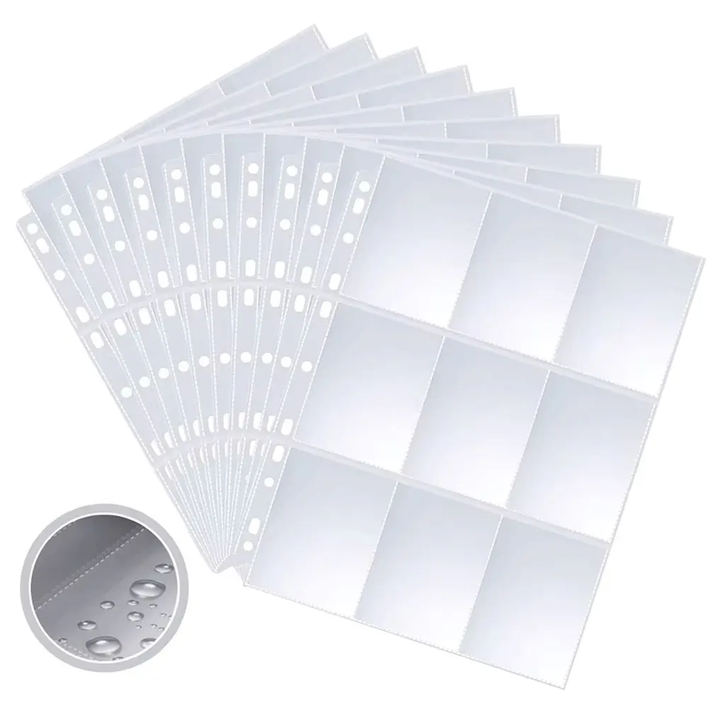 

Nine-grid card storage bag, can hold 90 cards, made of durable plastic, suitable for sports, games and card collection.