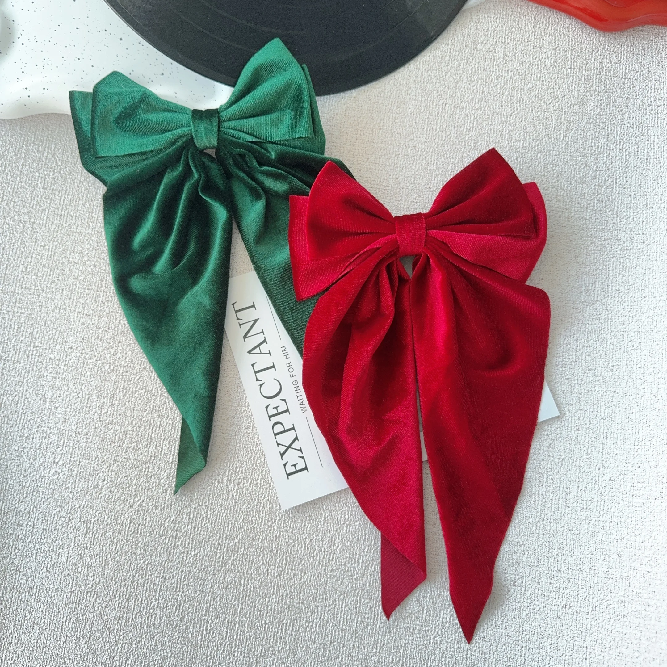 

Christmas Style Float Satin Clips Girls Bowknots Velvet Hairpins Fashion Gift Handmade Temperament Elegant Baby Hair Accessories