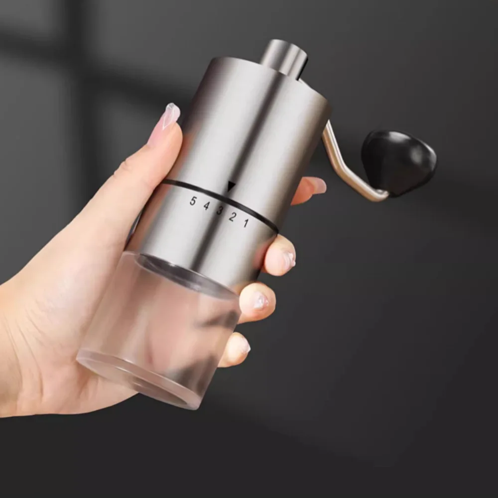 KDL 907 Silver Hand-Powered Coffee Bean Grinder - Manual Coffee Maker - Small Household Portable Powder Grinder
