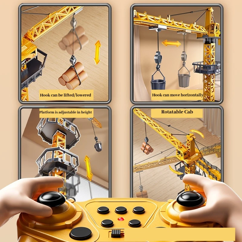 Generic Remote Control Tower Crane 12 Channel Simulated Alloy Engineering Vehicle Electric Construction Model Indoor Outdoor