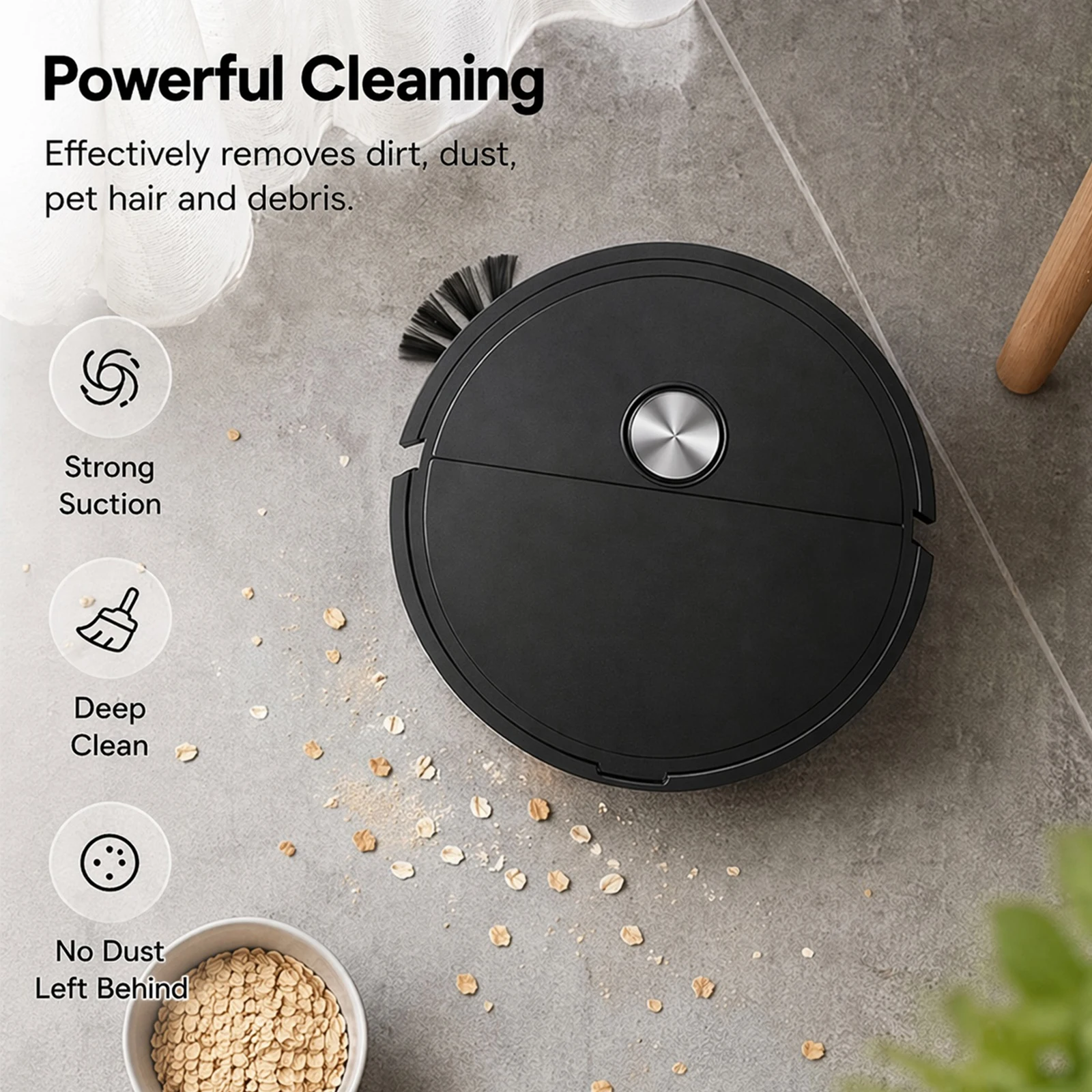 3 In 1 Intelligent Cleaning Robot Automatic Obstacle Avoidance Multi Function Sweeping Cleaners for Pet Hair&Hard Floor&Carpet view 3