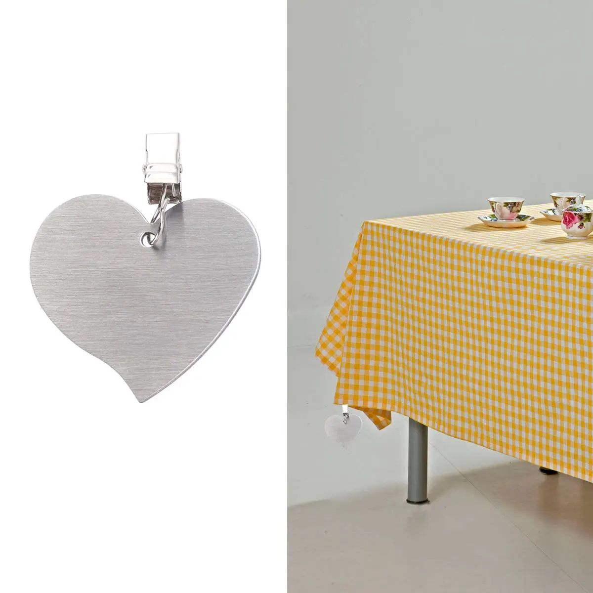 

6pcs Stainless Steel Tablecloth Clips Heart Shape Rust Resistant For Picnic Camping Weddings Buffets Silver