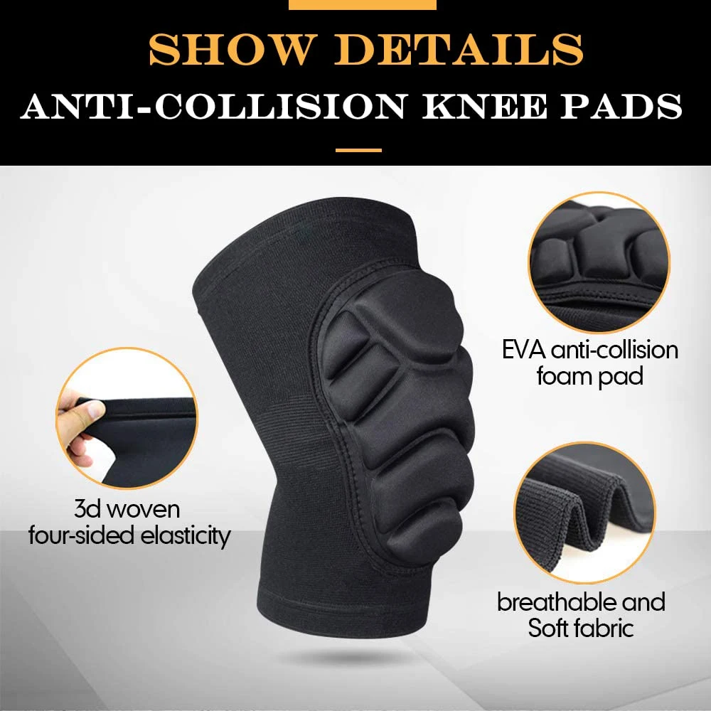 1Pair Unisex Elbow Knee Pads Brace Support for Cycling,Workout,Sports,Anti Slip Collision Avoidance Kneepads with Thick EVA Foam