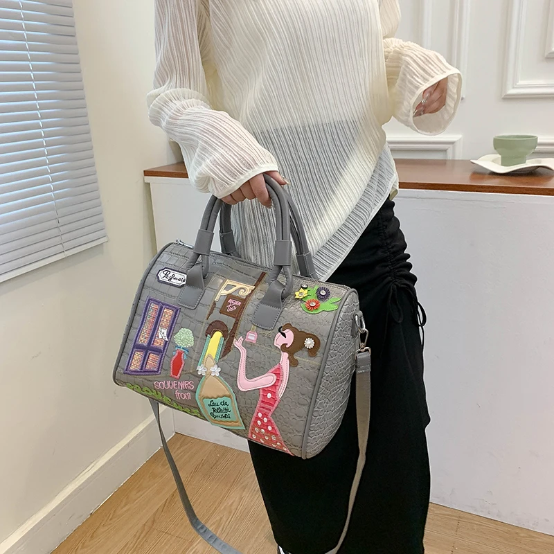 High Quality Boston Bag Fashion Embroidered Shoulder Bags for Women Luxury Purse and Handbag Designer Crossbody Bag Cute Satchel