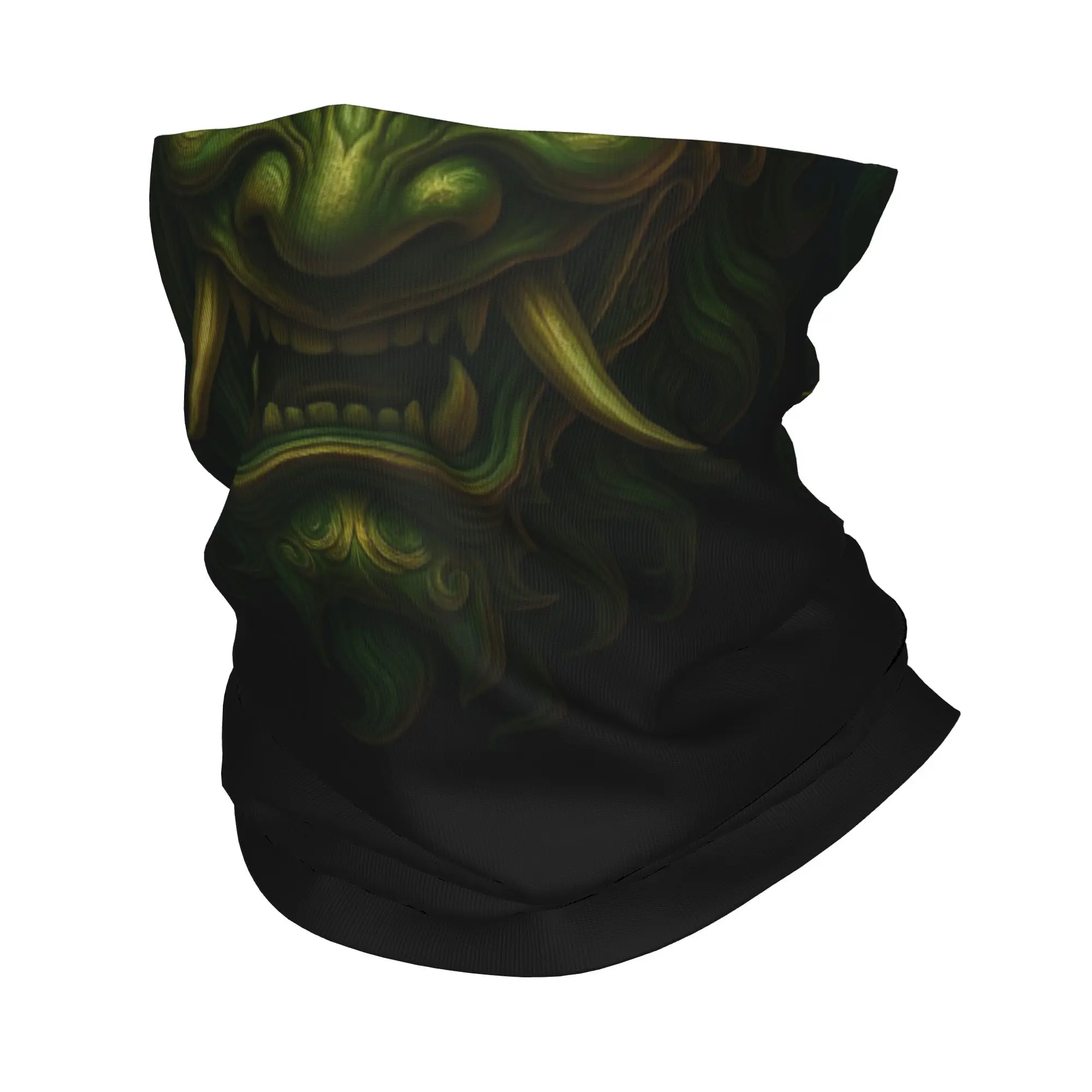 

Custom Samurai Oni Demon Bandana Neck Gaiter Windproof Face Scarf Cover Women Men Scary Ghost Headband Tube Balaclava