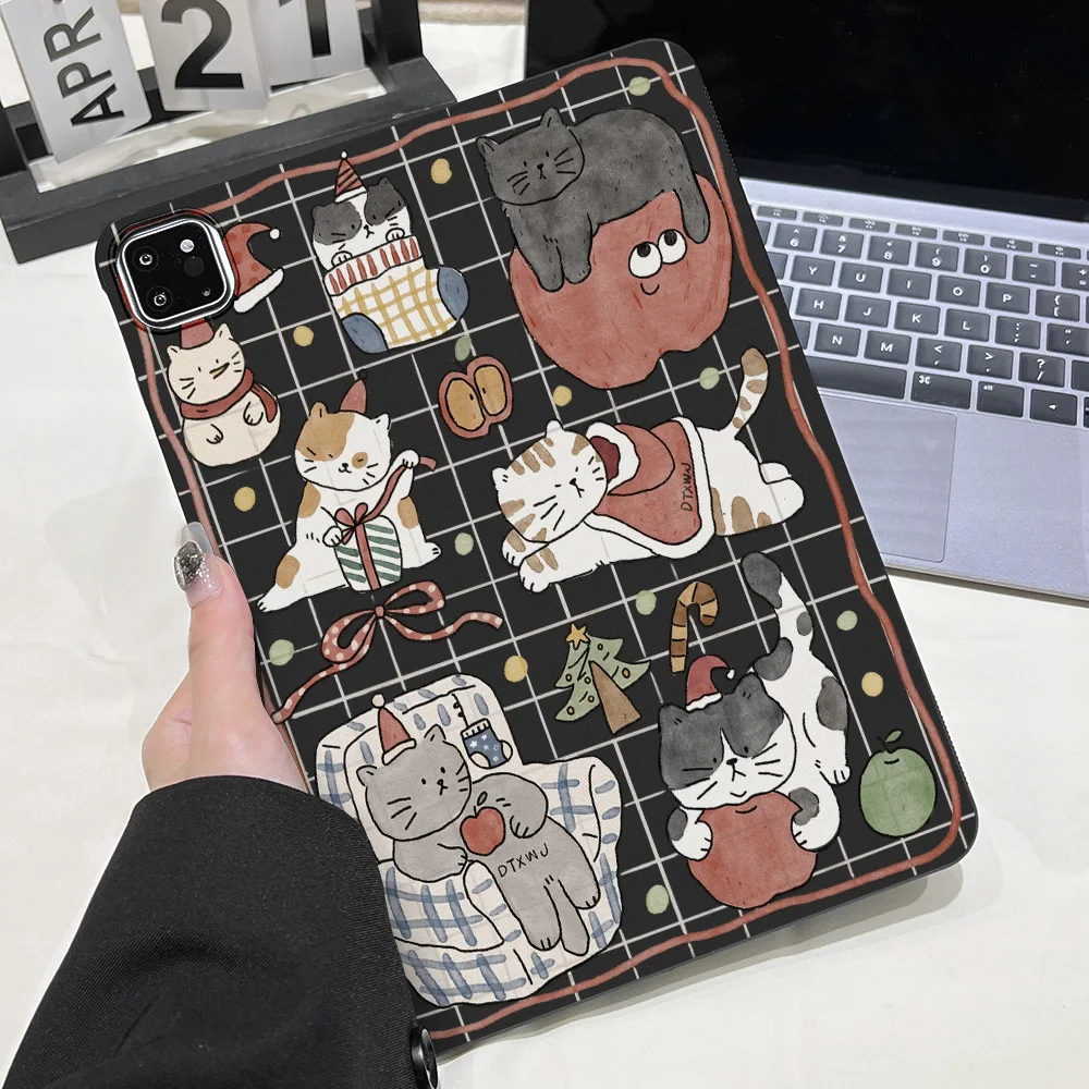 For iPad Pro 13 11 M5 M4 2025 2024 Case iPad Pro 12.9 2022 2021 2020 Gen 6/5th iPad 9.7 2018 Pro10.5 Cute Cat Pattern Case Cover