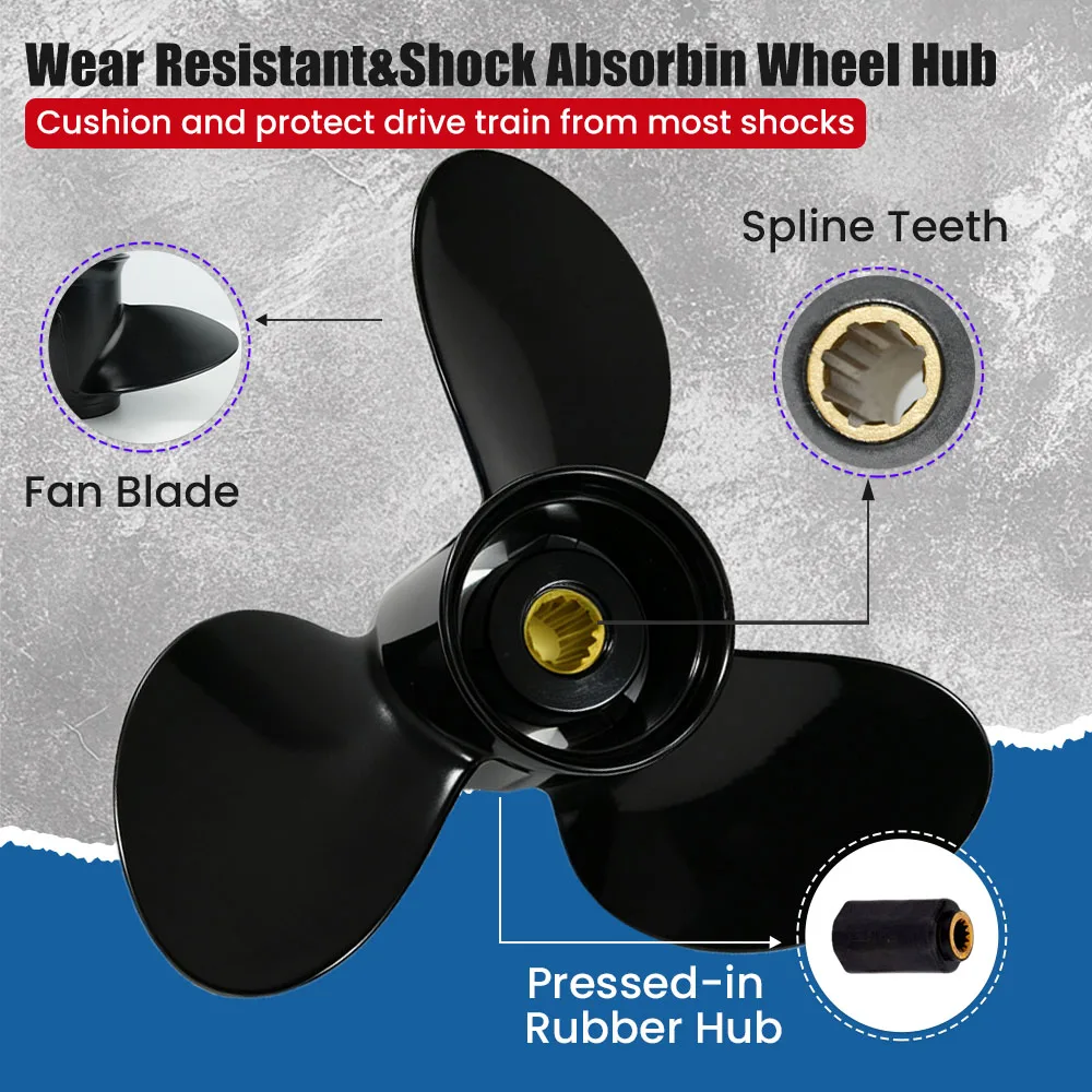 Outboard Propeller 12 1/4x15 for Johnson 40HP 48HP 50HP 55HP 60HP 65HP 75HP Aluminum Alloy Screw Marine Engine 3 Blade 13 Spline