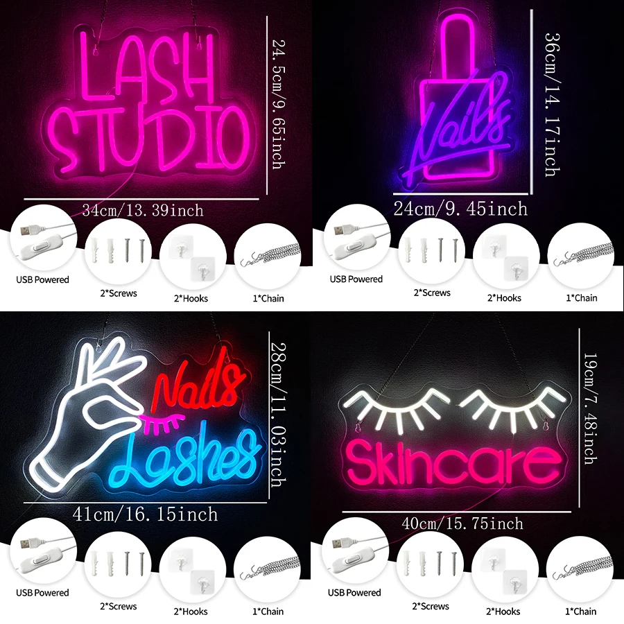 Lash Studio Neon Sign For Wall Decor,Led Neon Light For Bedroom,Facial Spa,Eyelash Room,Manicure Store Decor,Beauty Nail Salon