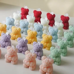 1Pcs 3D Rose Bear Aromatherapy Candles for Home Decoration Lovely Scented Candle Photography Props Festival Home Decor Ornaments