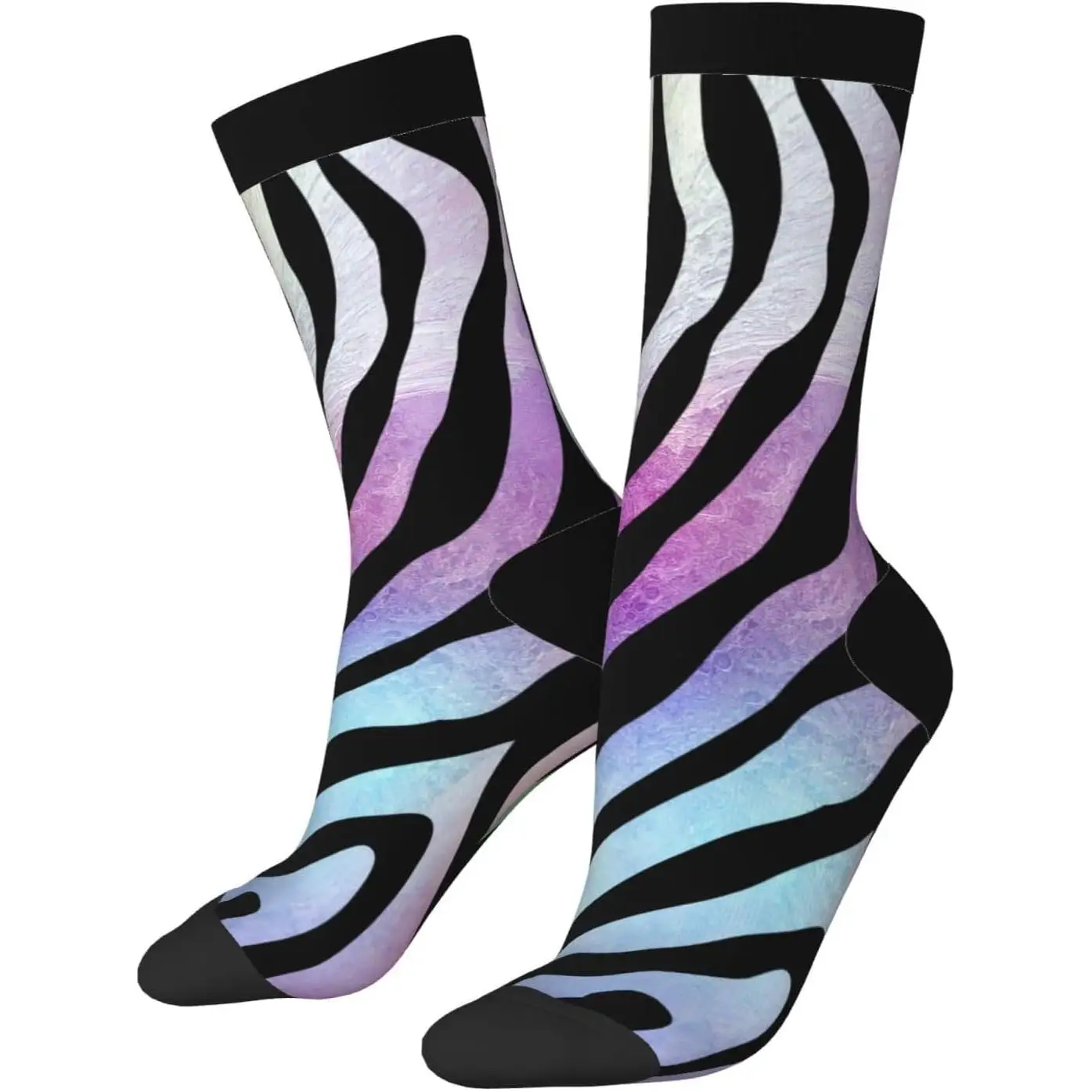 

Colorful Zebra Print Socks for Men Women Marble Abstract Casual Athletic Crew Socks Warm Cozy Gifts Breathable Non-slip Sports