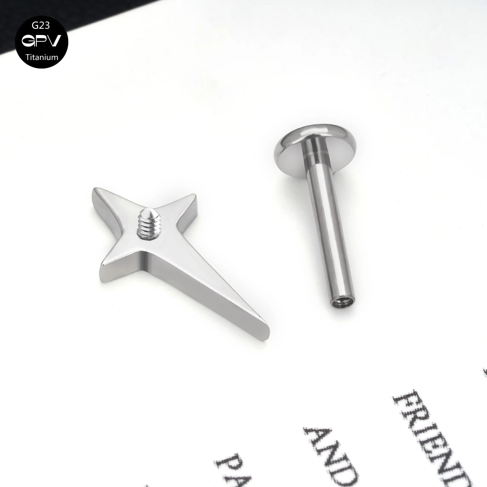 G23 Titanium Ear Cartilage Stud Cross Lightning Internal Thread Ear Stud Tragus Piercing Nose Stud For Men And Women