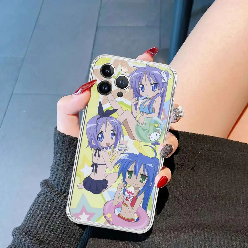 Anime Mädchen Lucky Star Handyhülle Silikon weich für iPhone 15 14 13 12 11 Pro Mini XS MAX 8 7 6 Plus X XS XR Cover