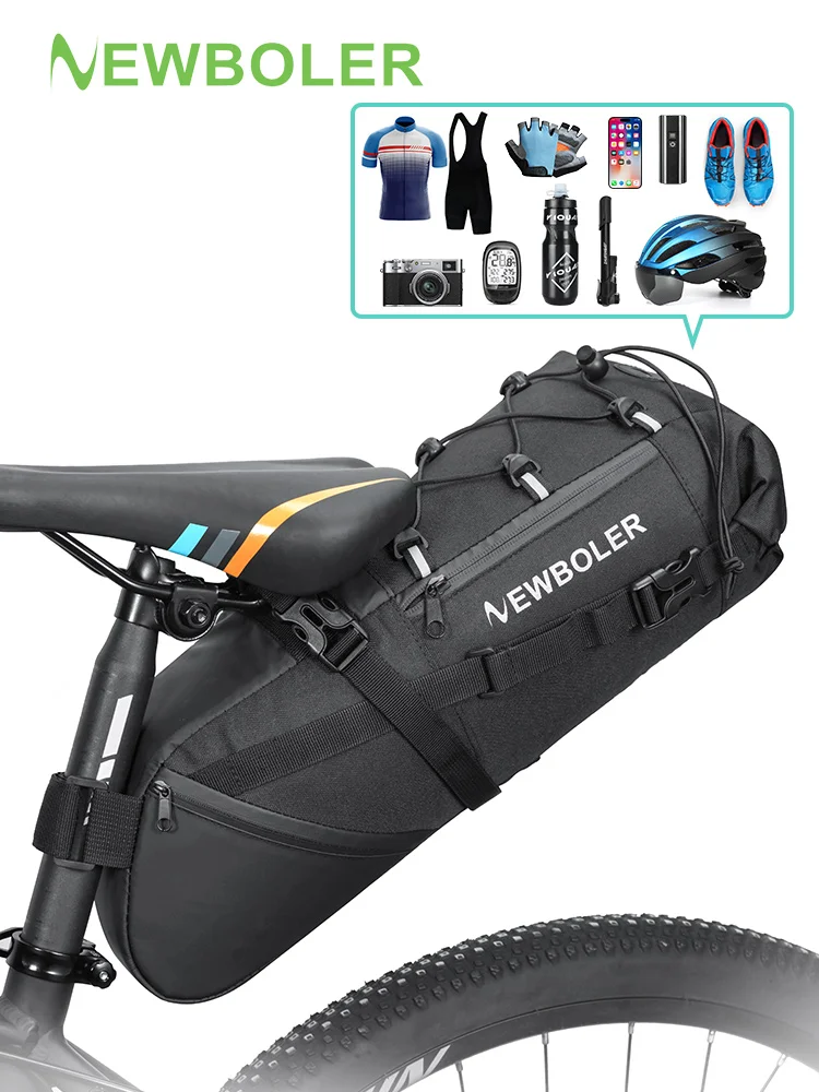 AliExpress NONE NEWBOLER 15L Large Capacity Bike Saddle Bag Waterproof MTB Road Bicycle Cycling Bag Foldabe Tail Rear Bag Trunk Accessories