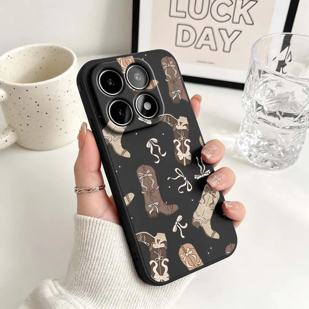 Cowboy Boot Pattern Phone Case For Xiaomi Mi 17 15 15T 14T 14 13 13T 12 12T 12S 11 Lite Pro Ultra 5G Black Soft Cover view 6