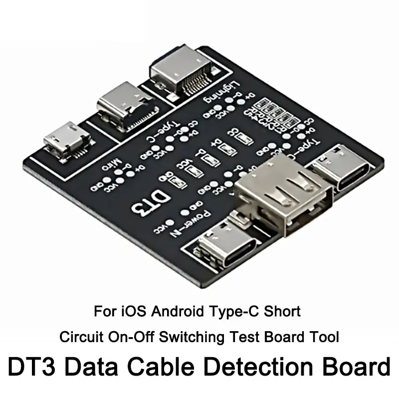 DT3 Data Cable Detection Board USB Cable Tester For iOS Android Type-C Short Circuit On-Off Switching Test Board Tool