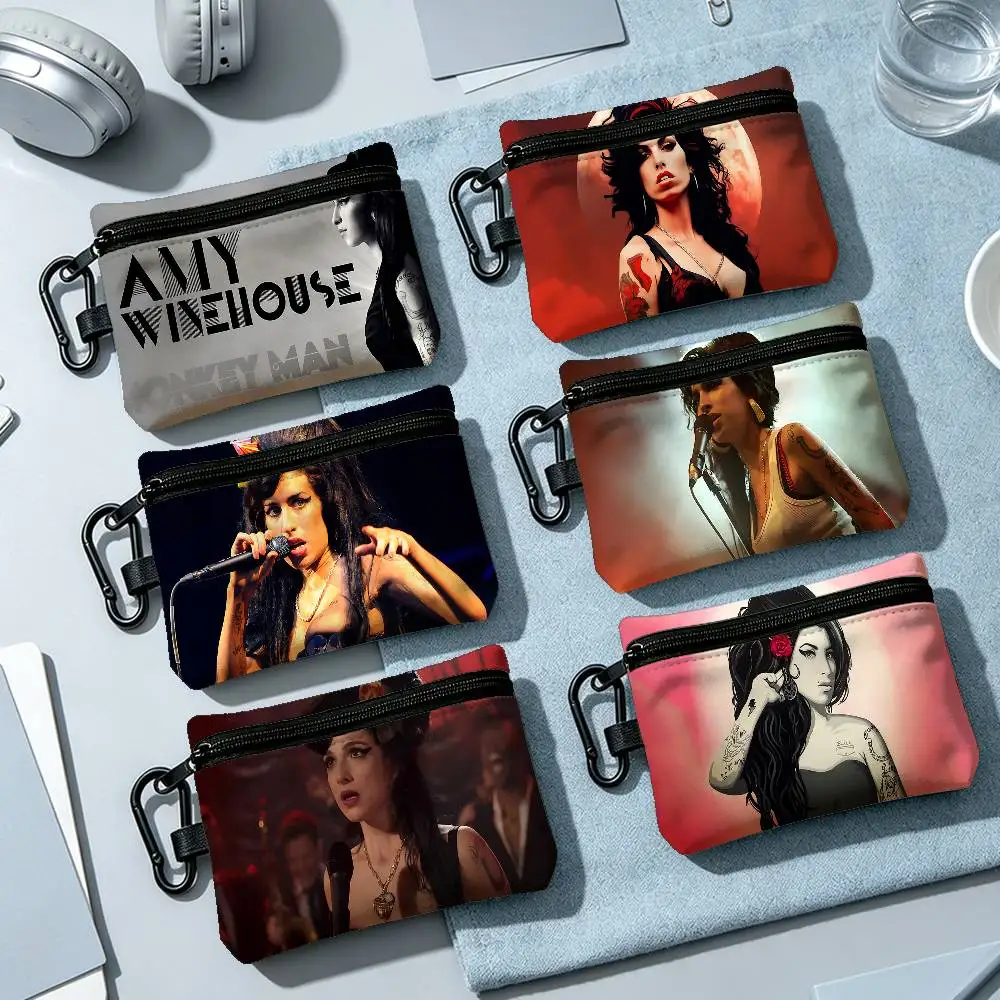 Beauty Woman Amy Winehouse Fashion Wear-resistant Oxford Cloth Coin Purse Portable Backpack Hanging Card Storage Bag